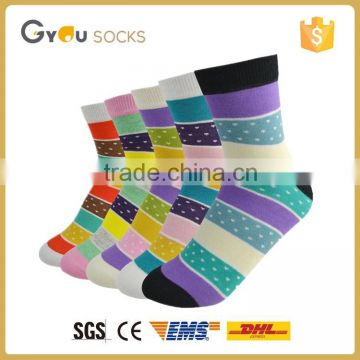Factory price women colorful crude stripes knitted cotton socks