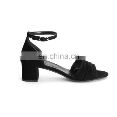 women new design high heel suede sandals with closure ankle strap shoes for ladies (LAJHL002)