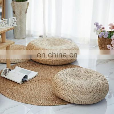 High Quality Round rustic Straw floor cushions Water Hyacinth Pouf ottoman meditation cushion Vietnam Supplier