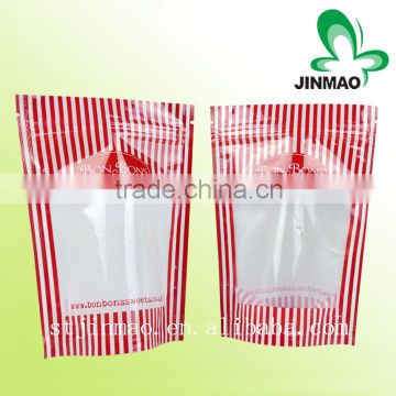 2016 Colored printing plastic snack food packaging stand up pouch