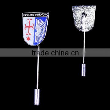 lapel pins china,Iron,CMYK printing,2 inch with long needle