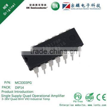 Genuine original MC3303PG DIP14 Single Supply Quad Operational Amplifier 3-36V