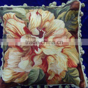 manufacturer sell embroidery flower imitate aubusson car cushion cover