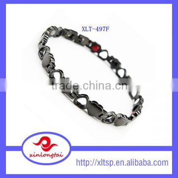 Black heart couple anti-radiation magnetic bracelet stainless steel energy bracelet