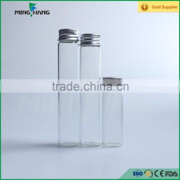 Clear tube glass bottle with aluminum cap