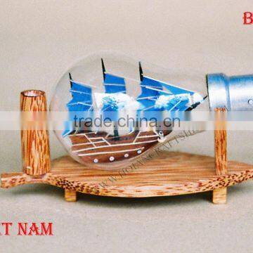 VIET NAM SHIP IN LIGHT BULB, UNIQUE NAUTICAL STYLE - HANDCRAFTED WOODEN MODEL SHIP