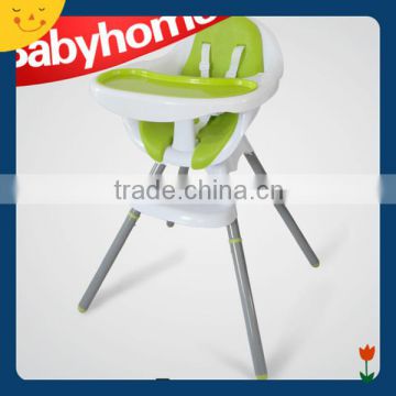 big double tray green color baby high chair steel legs for baby