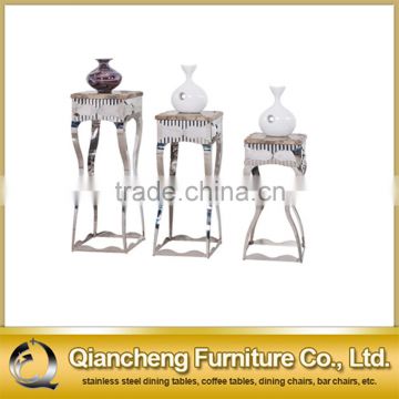 marble top silver stainless steel flower stand for hotel
