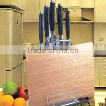 Stainless knife set with wood cutting board