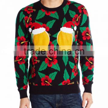 Men Black Sweater Season Squeezing Pattern Christmas Knitwear