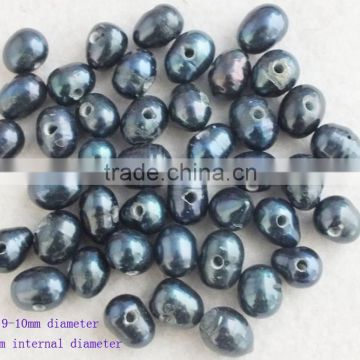 Wholesale 9-10mm black freshwater pearl 2mm beads