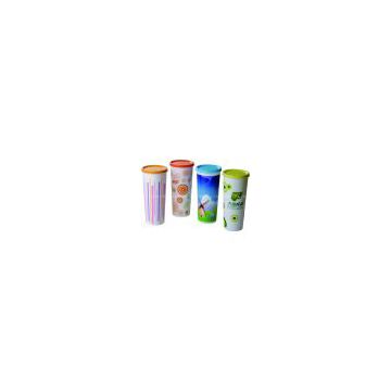 plastic water cup with cartoon logo