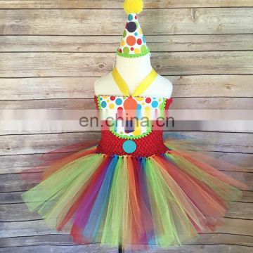 Rainbow Polka Dot Baby Tutu Dress Ballerina Pageant Tulle Dress Birthday Outfit Dance Recital Gown