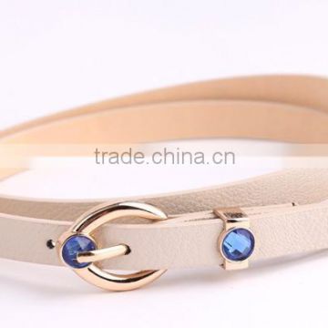 2014 Woman Fashion belt with stone attached buckle