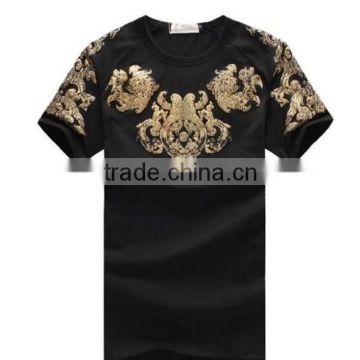 Black Cotton, Embroidory work T-shirt, Standard Sports