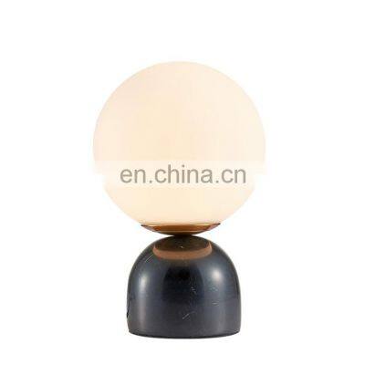 Natural Marble White Black Green Led Desk Lamp Modern Decorative Round Ball Small Table Lamp