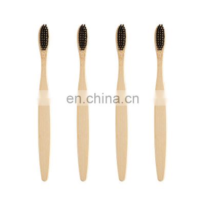 OEM 19cm Bamboo Round tail Toothbrush  Eco- friendly Charcoal Bristles with 40 Holes