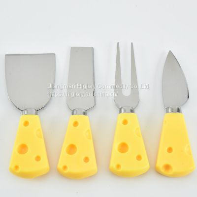 4 Pieces Unique Knife Tool Set Cheese Block Shape Handle Stainless Steel Cheese Knife Set For Pizza