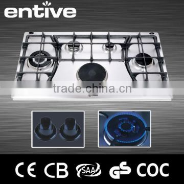 5 burner built in gas hobs with electric plate