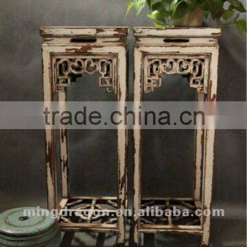 Chinese antique furniture pine wood shanxi white/blue/black colorful flower stand