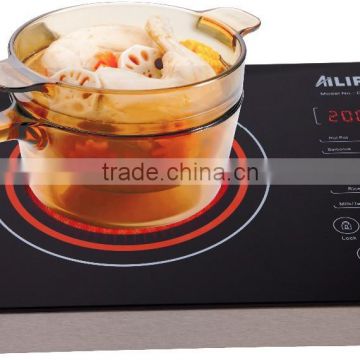 2000W 2 heating rings portable glass ceramic cooktop