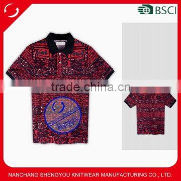 Custom wholesale allover printed polo shirt for men