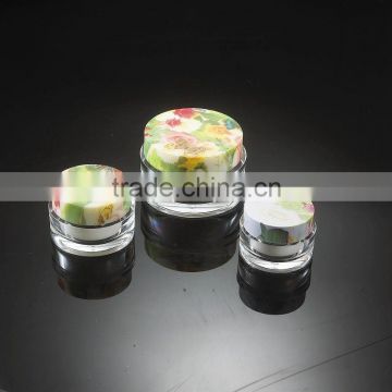 Colorful Pattern Cosmetic Round Straight Acrylic Cream Jars