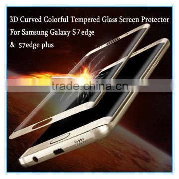 Colorful black gold white clear 3D curved full cover tempered glass screen protector for Samsung glaxy S7 edge