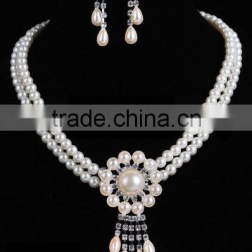 Luxury Pearl Long Chain Jewelry Set Bridal Jewelry heavy indian bridal jewelry sets