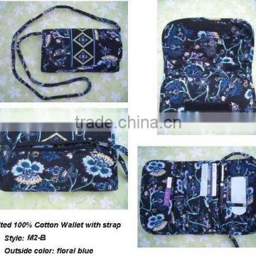 Z230 QUILTED COTTON WALLET WITH REMOVABLE WALLET WITH STRAP