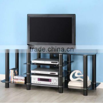 Black Contemporary LCD/Plasma Glass TV Stand Console Component Stand