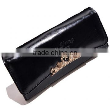 2014 latest oily leather women wallet, hand scratch purse, Korea design flower buckle ladies wallet,multi-function (BXYT006)