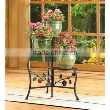 2016 custom European style 3-tier black metal plant flower pot stands