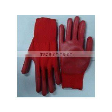 Glove .13G Red Nylon with red pu coated . Pu Gloves