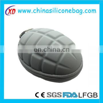 Latest design silicone bomb shape coin purses/silicone zipper coin bag