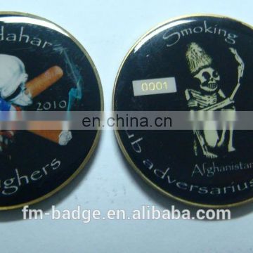 Double side print crafts custom skull smoke game coin with epoxy done