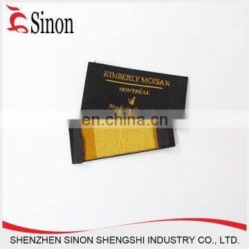 OEM gold Satin fold one side garment woven label clothes