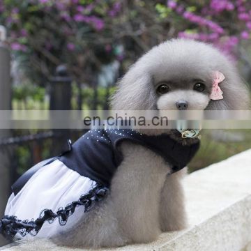 Sequins rhinestone Dog Dress Yarn Tutu Skirt bowknot Princess black Dresses For Dogs Pet