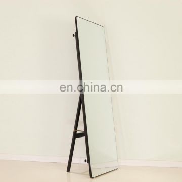 round corner rectangle floor free stand black metal frame full length mirror