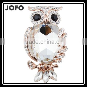 Hollow Out Crystal Azorite Opal Owl Brooch & Europe Cape Buckle Unisex Suit Corsage Austrian