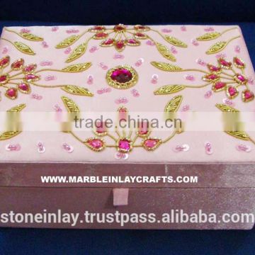 Luxurious Zari Hand Embroidery Jewelry Box