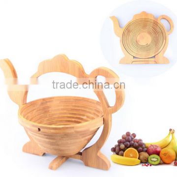 Funny teapot shaped bamboo fruit basket ,bamboo storage basket