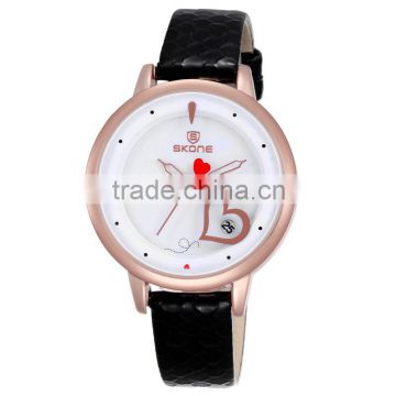Alibaba popular SKONE ladies leather watch valentine quartz watches