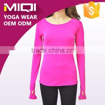 Ladies wicking/running/training/gym fashion for yoga and sports long sleeve sport t shirt