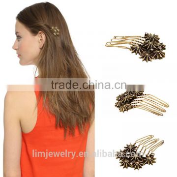 2016 Fashion antique bronze hair acessory tuck comb with crystal