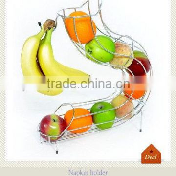 S Shape Wire Fruit Basket with Banana Hook