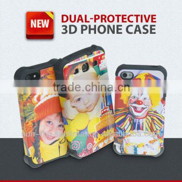 3d sublimation cases, 3d Silicone sublimation case,3d blank printable case for Samsung S3, Dual-protective cellphone case