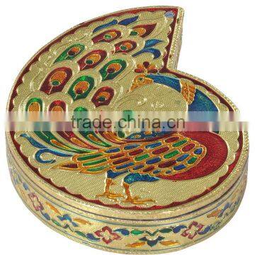 Peacock designed decorative hand-made Meenakari Chocolate Box/ Dry Fruit Box