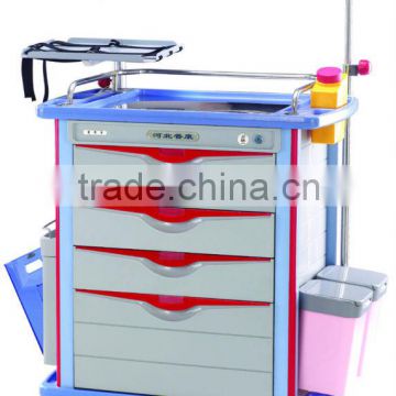 F-46 ABS hospital/medical trolley with drawers, plastic drawer trolley with wheels