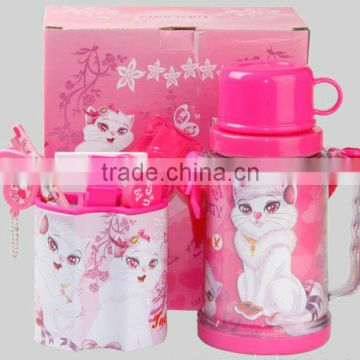 Lovely caty water bottle and stationery set kids gift set